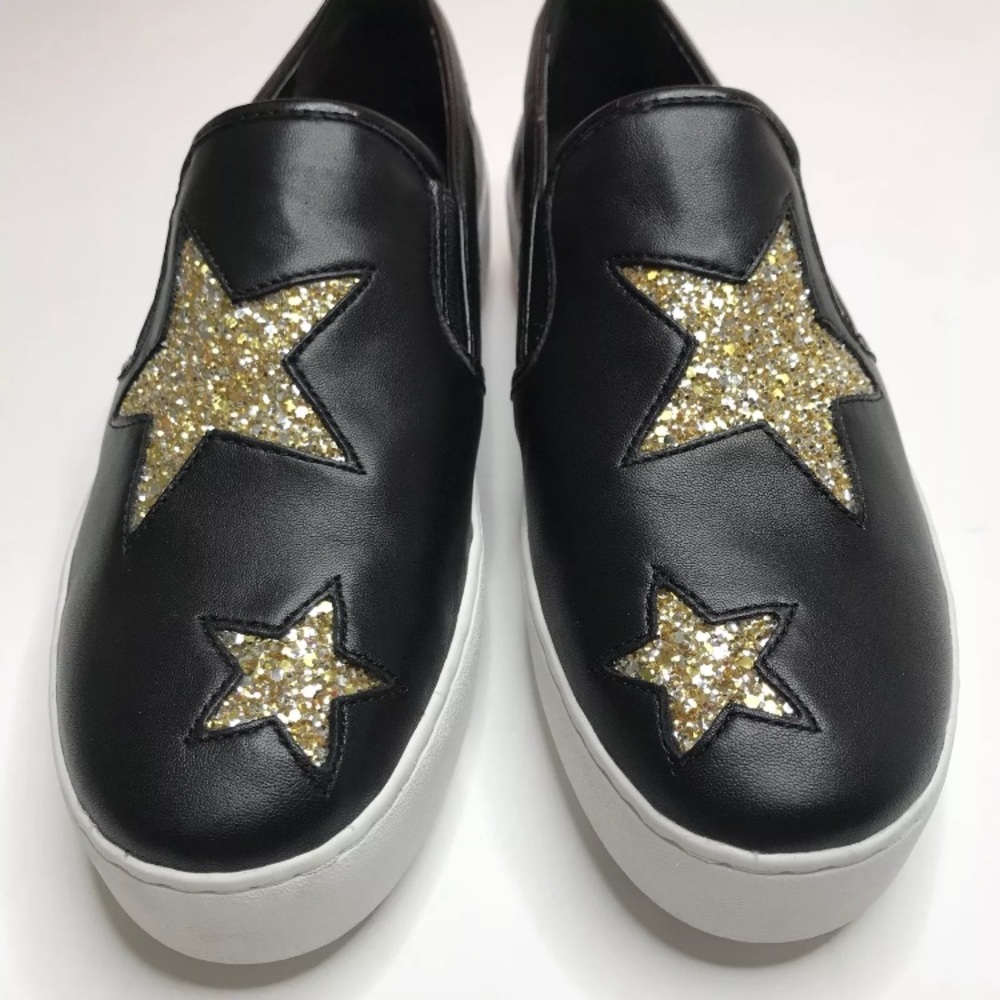 Michael Kors Slip On Shoes NEW Sz 9 Blk Gold Stars - Picture 4 of 7